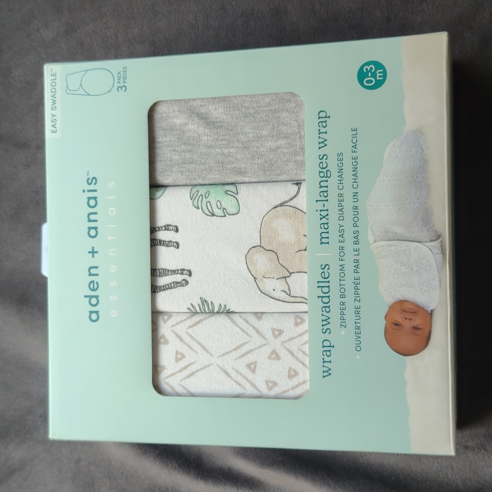 Aden + Anais 3-pack wrap swaddles 0-3 months